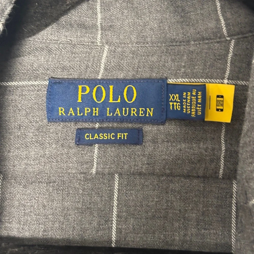 Polo‎ Ralph Lauren Mens XXL  Grey Classic Fit  Flannel Button Down Shirt